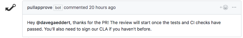 Pull request automated review comment from PullApprove